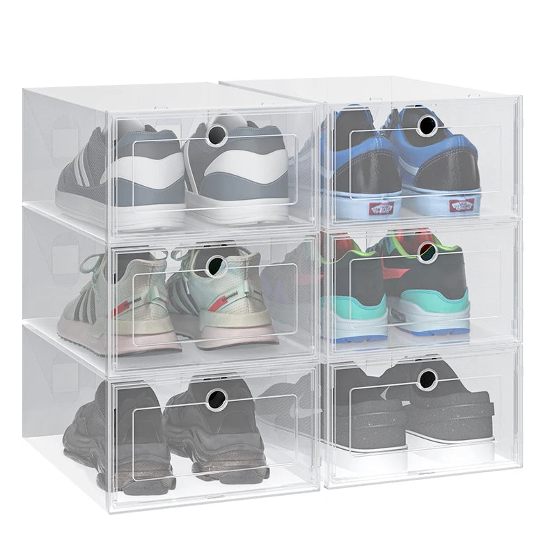 Lot de 6 boîtes à chaussures transparentes empilables